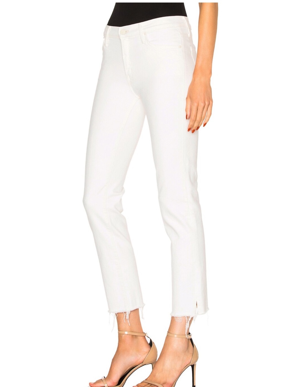 MOTHER The Rascal Ankle Snippet Stayin’ Alive White Jeans Size 25 Frayed Hem - Picture 5 of 15